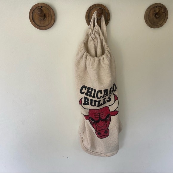 Vintage Chicago Bulls terry cloth drawstring backpack 22x14x10 - Picture 10 of 11